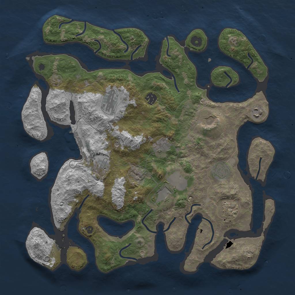 Rust Map: Procedural Map, Size: 3950, Seed: 2124337285, 13 Monuments