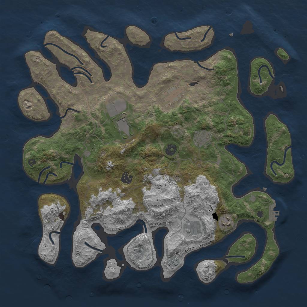 Rust Map: Procedural Map, Size: 4000, Seed: 369530, 11 Monuments