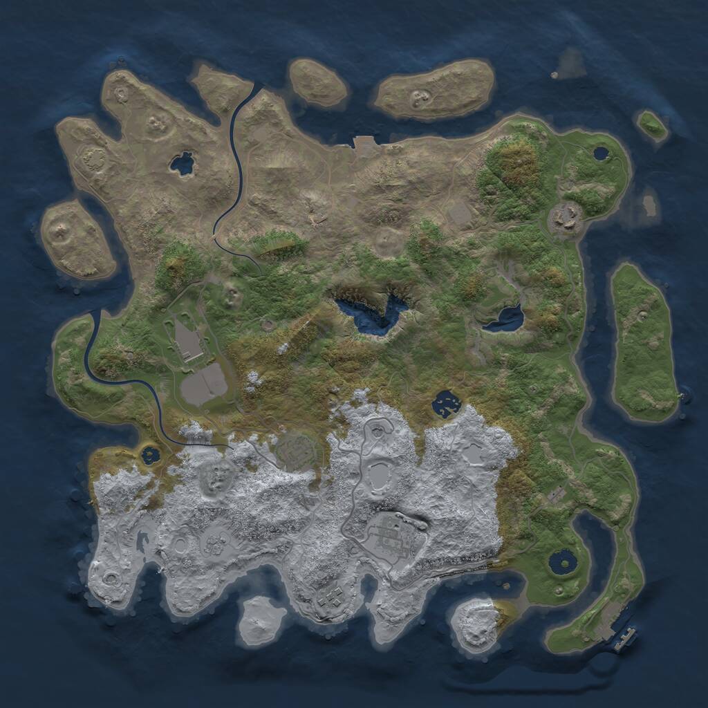 Rust Map: Procedural Map, Size: 4000, Seed: 369530, 11 Monuments