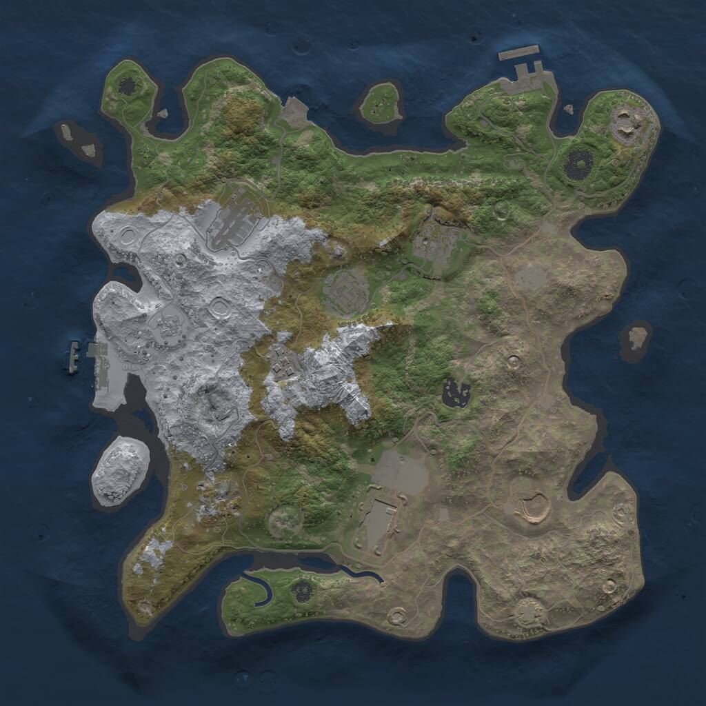 Rust Map: Procedural Map, Size: 3500, Seed: 244695428, 14 Monuments