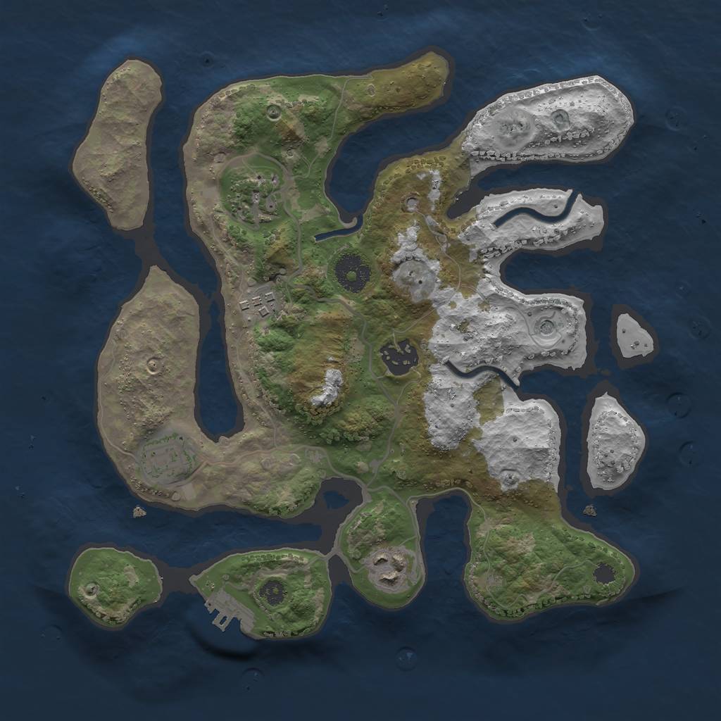Rust Map: Procedural Map, Size: 3000, Seed: 993396, 9 Monuments