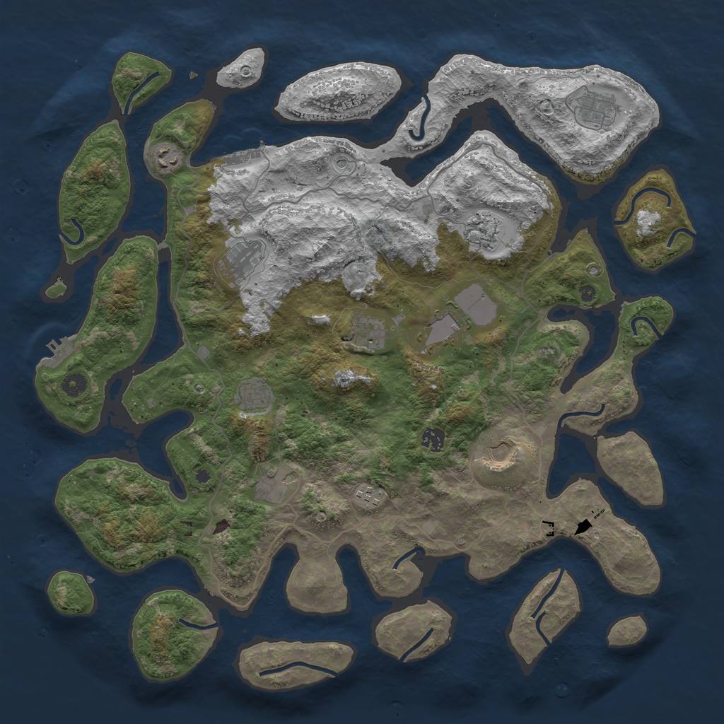 Rust Map: Procedural Map, Size: 4500, Seed: 1785205773, 16 Monuments