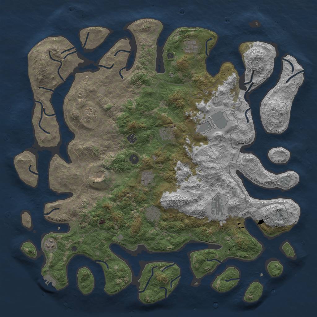 Rust Map: Procedural Map, Size: 5000, Seed: 18725241, 15 Monuments