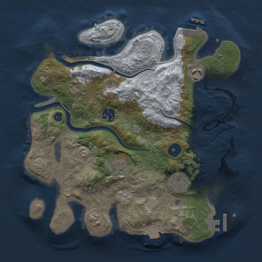 Rust Map: Procedural Map, Size: 3000, Seed: 7472, 12 Monuments