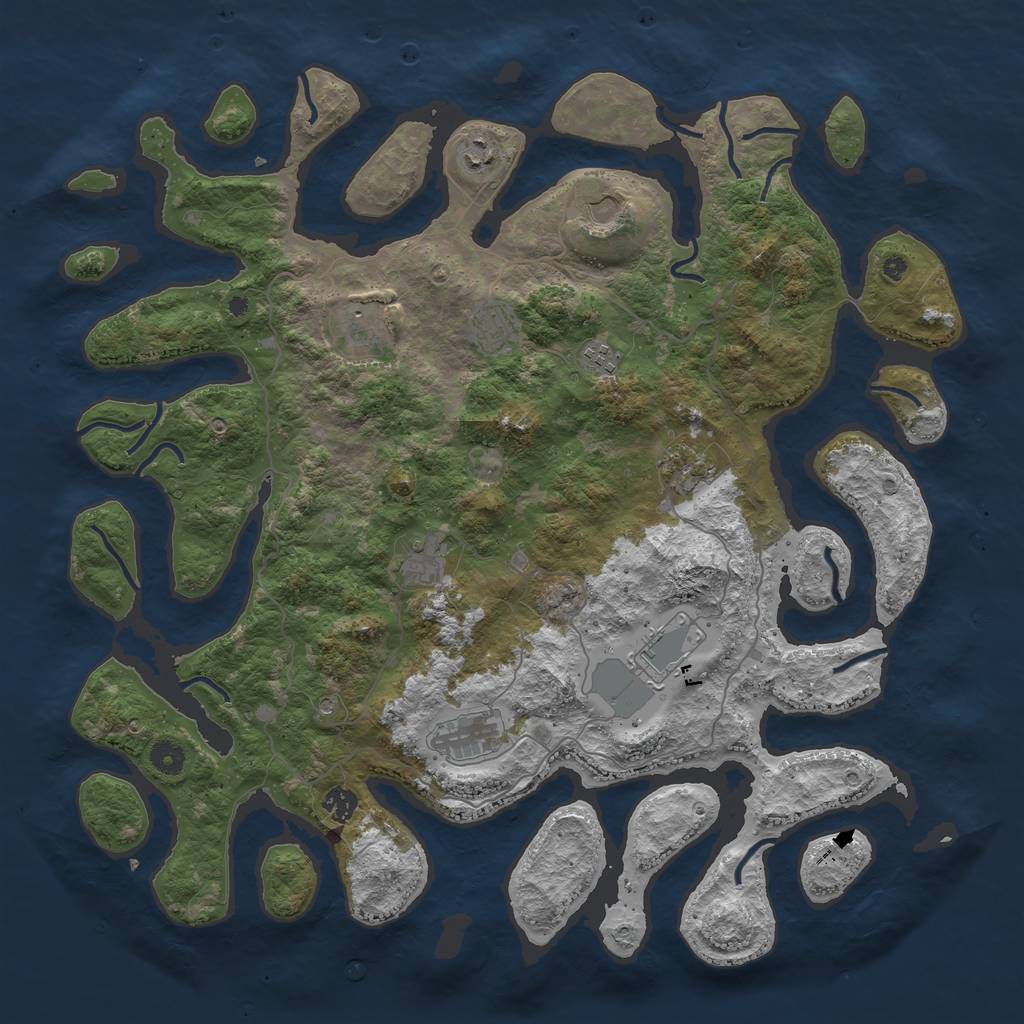Rust Map: Procedural Map, Size: 4500, Seed: 988521864, 13 Monuments