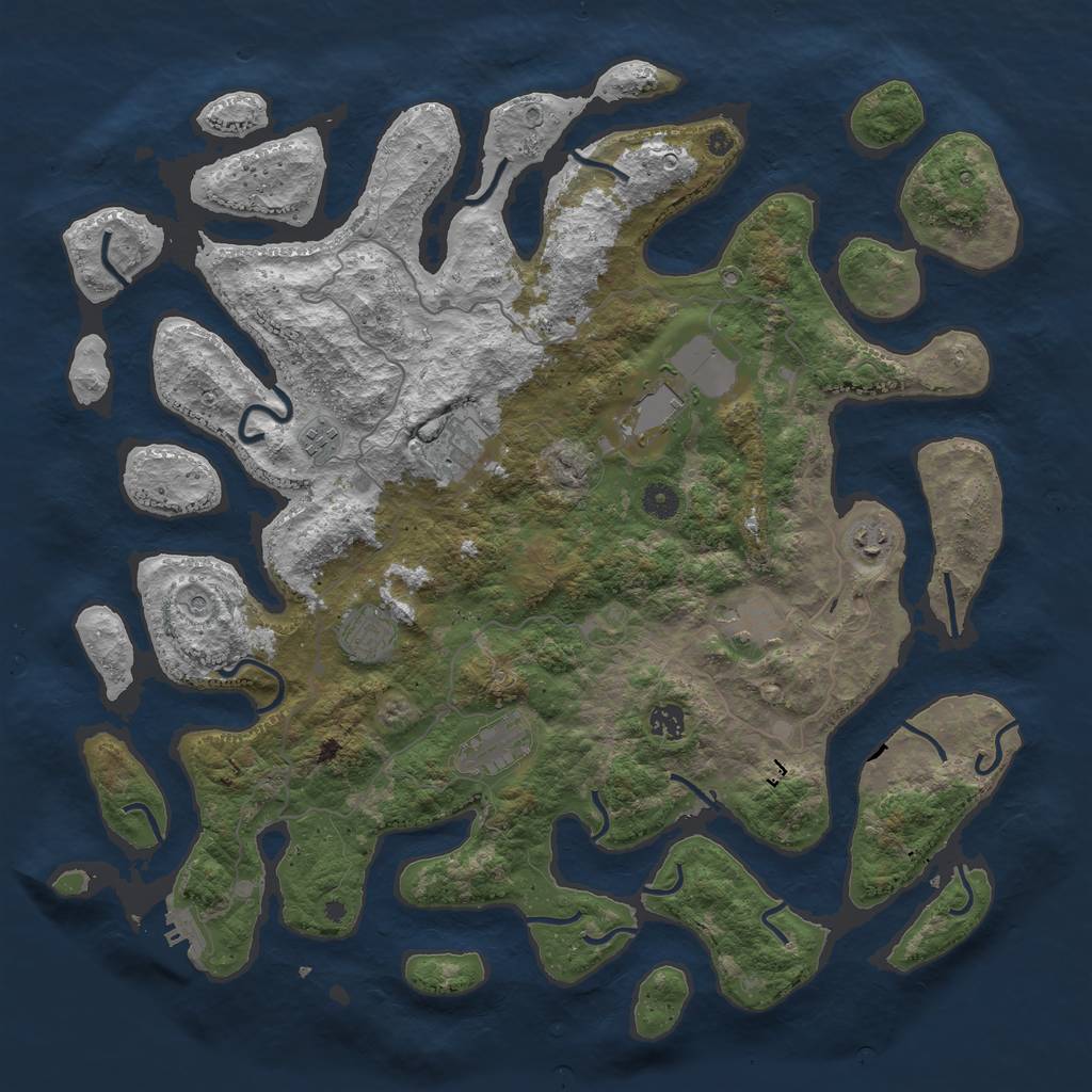 Rust Map: Procedural Map, Size: 4500, Seed: 1940544186, 12 Monuments