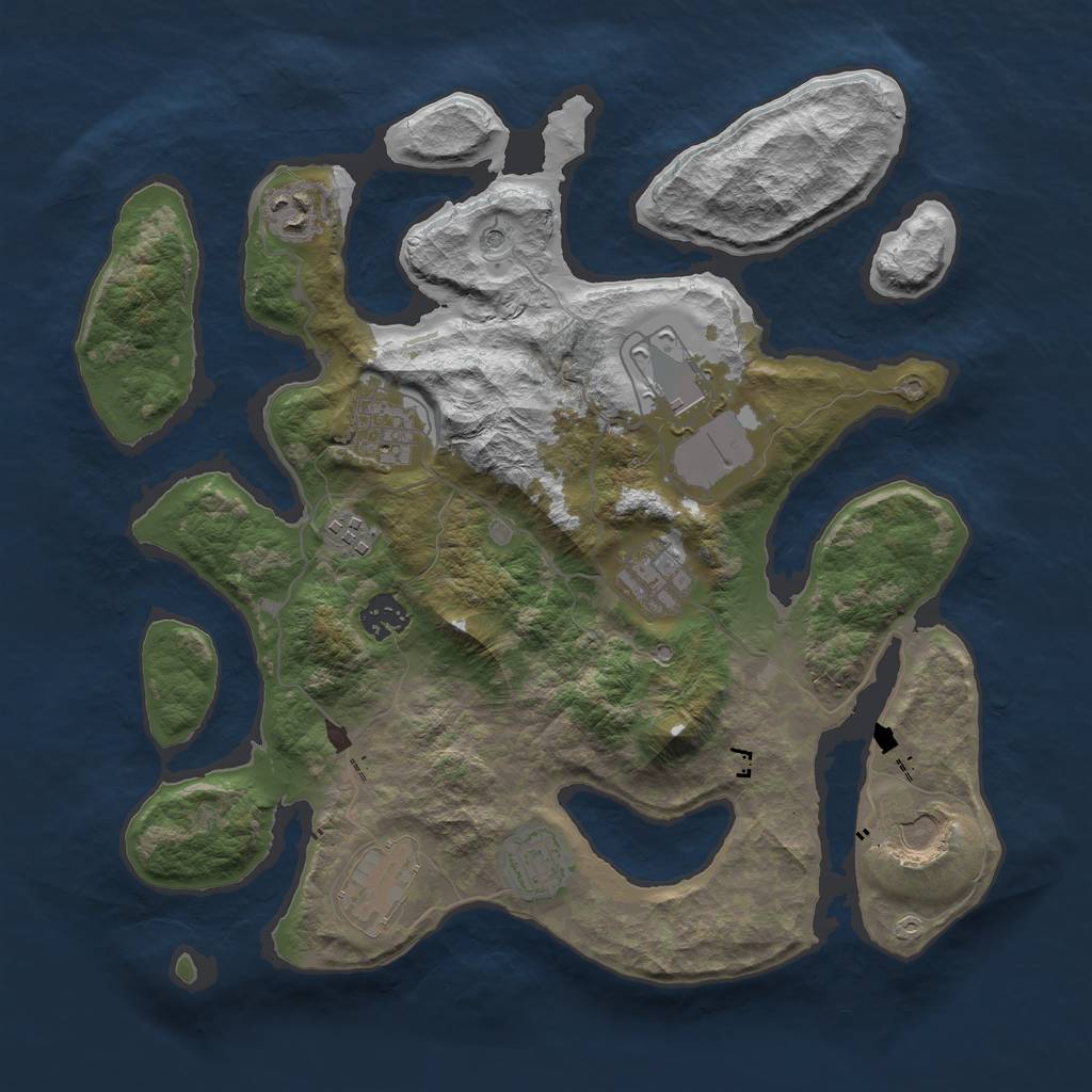 Rust Map: Barren, Size: 3600, Seed: 479729, 12 Monuments