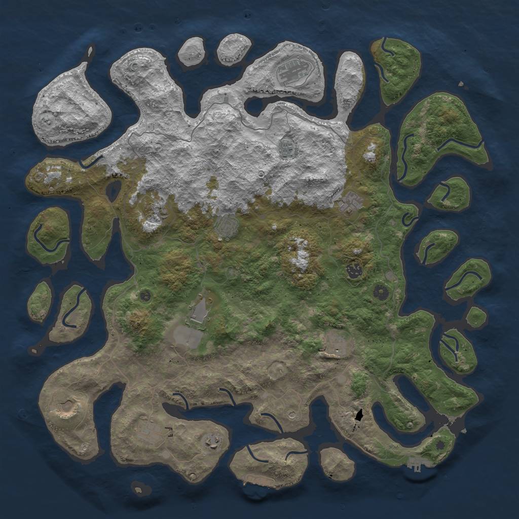 Rust Map: Procedural Map, Size: 5000, Seed: 45891024, 16 Monuments