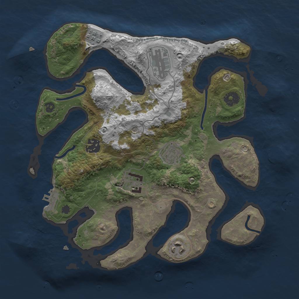 Rust Map: Procedural Map, Size: 3000, Seed: 788890, 10 Monuments