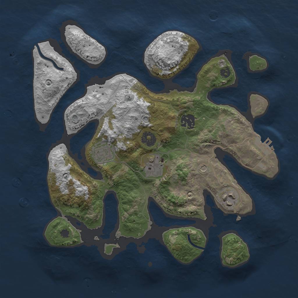 Rust Map: Procedural Map, Size: 3000, Seed: 813557864, 8 Monuments