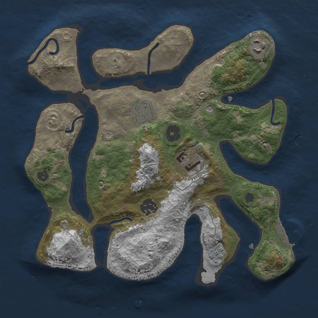 Rust Map: Procedural Map, Size: 3000, Seed: 394335333, 9 Monuments