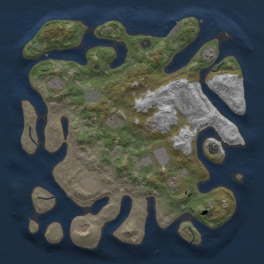 Rust Map: Procedural Map, Size: 4000, Seed: 1561988664, 14 Monuments