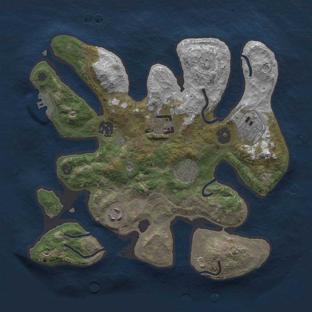 Rust Map: Procedural Map, Size: 3000, Seed: 1506597752, 9 Monuments