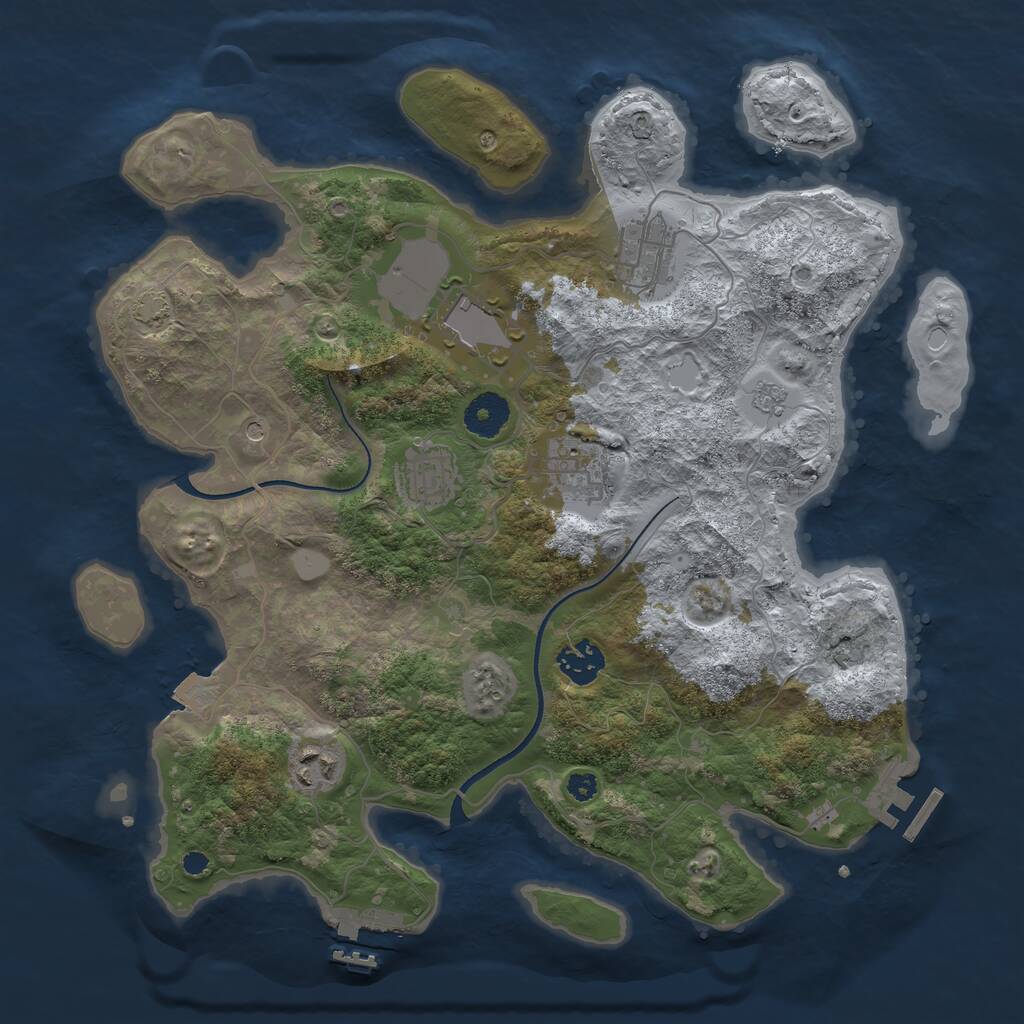 Rust Map: Procedural Map, Size: 3500, Seed: 517583863, 12 Monuments