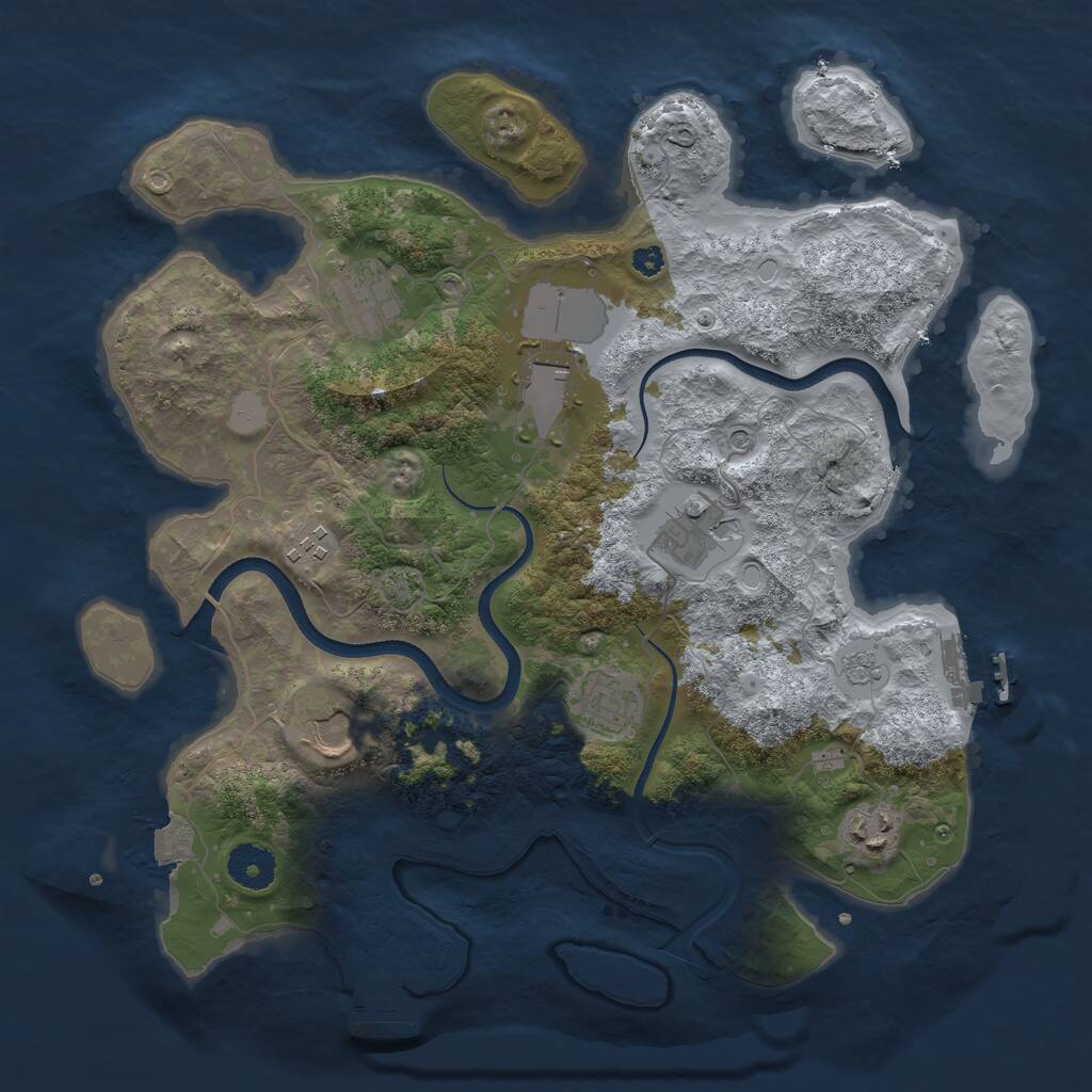 Rust Map: Procedural Map, Size: 3500, Seed: 517583863, 13 Monuments