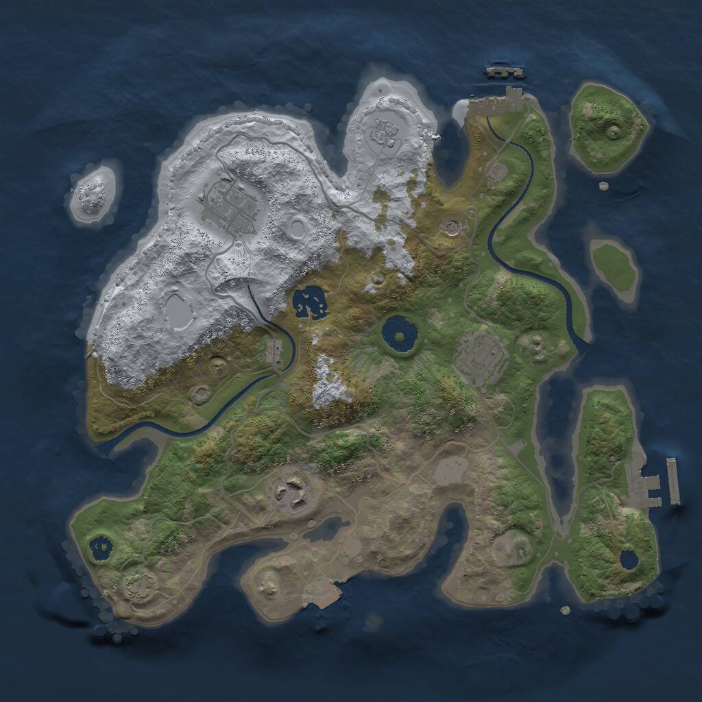 Rust Map: Procedural Map, Size: 3000, Seed: 32322332, 10 Monuments