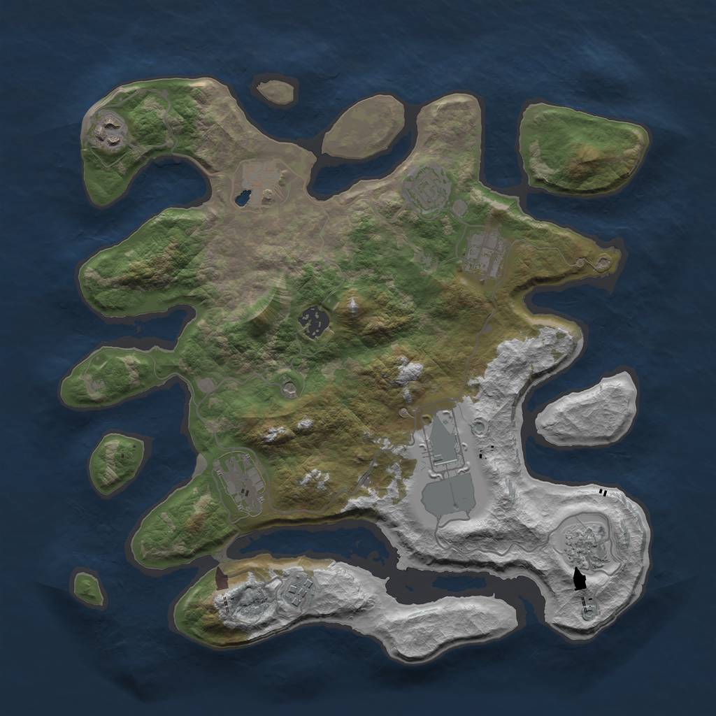 Rust Map: Barren, Size: 3600, Seed: 684838, 12 Monuments