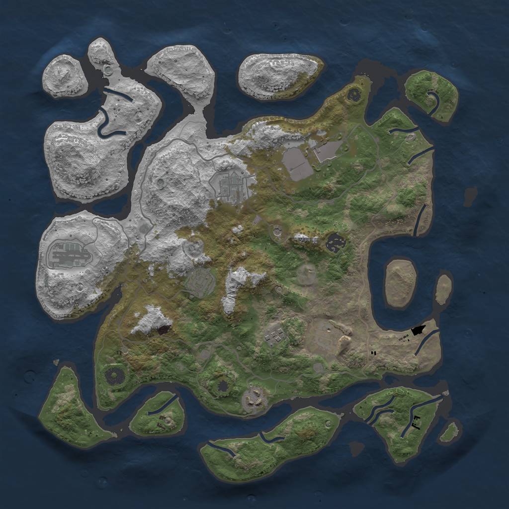 Rust Map: Procedural Map, Size: 4000, Seed: 94672096, 11 Monuments