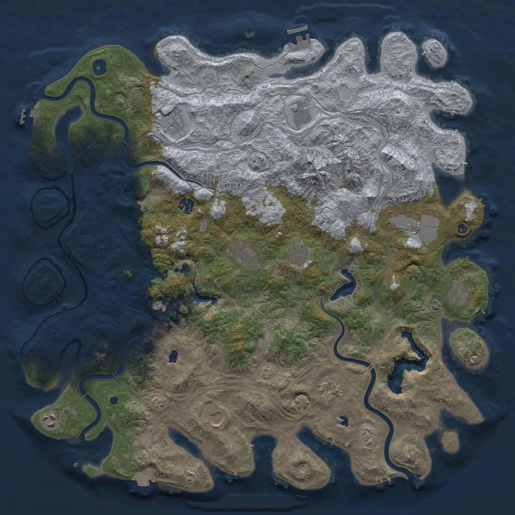 Rust Map: Procedural Map, Size: 5000, Seed: 1711605059, 17 Monuments