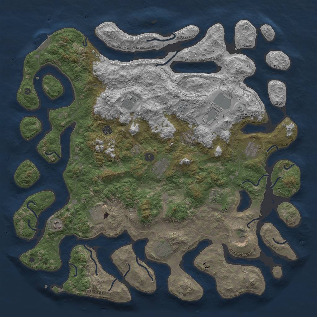 Rust Map: Procedural Map, Size: 5000, Seed: 1711605059, 15 Monuments