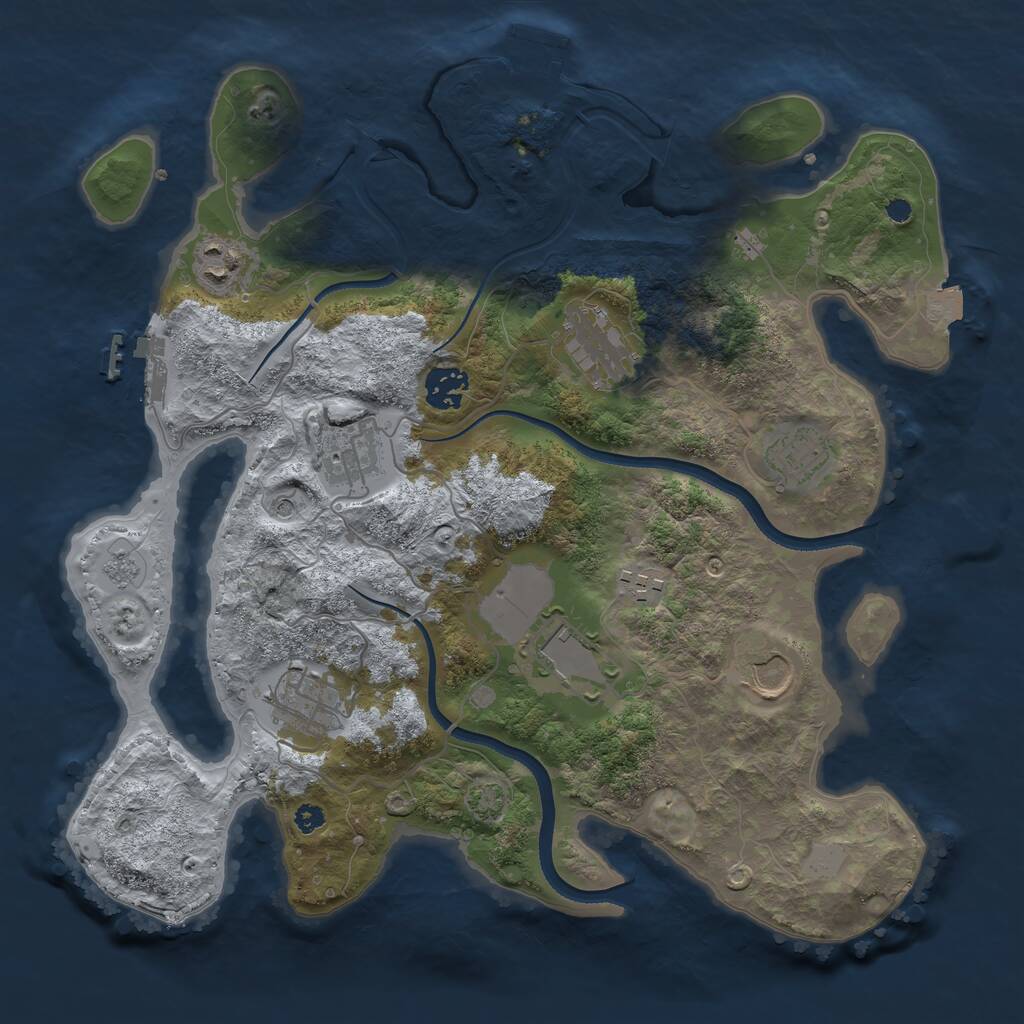 Rust Map: Procedural Map, Size: 3500, Seed: 4011255, 15 Monuments