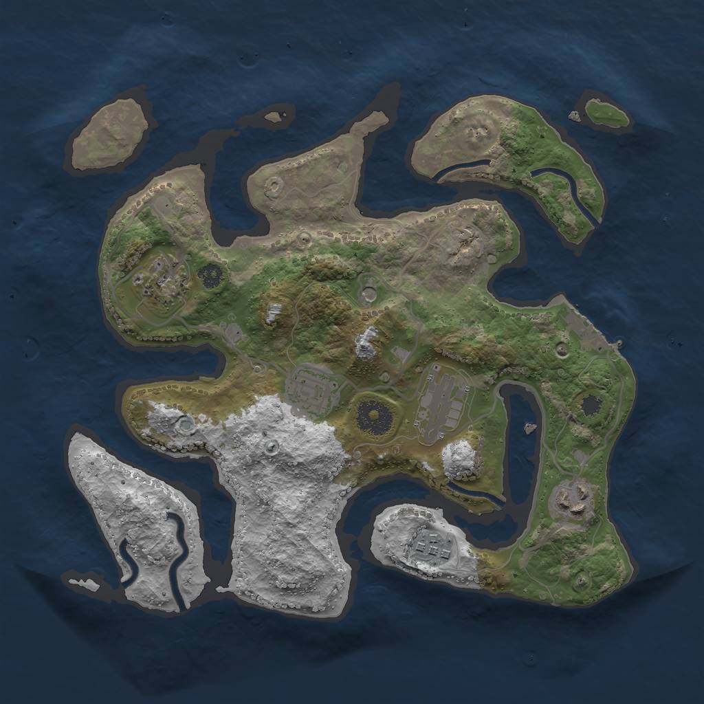Rust Map: Procedural Map, Size: 3000, Seed: 1112517870, 9 Monuments