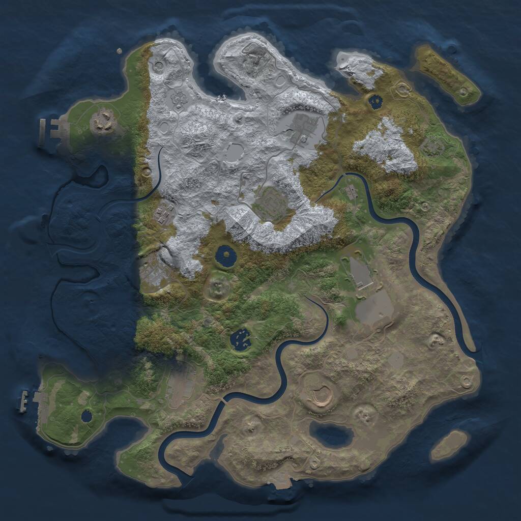 Rust Map: Procedural Map, Size: 3700, Seed: 2028847130, 15 Monuments