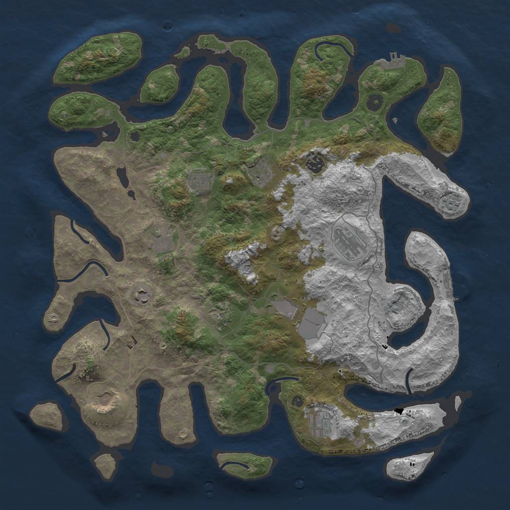 Rust Map: Procedural Map, Size: 4500, Seed: 36617944, 16 Monuments
