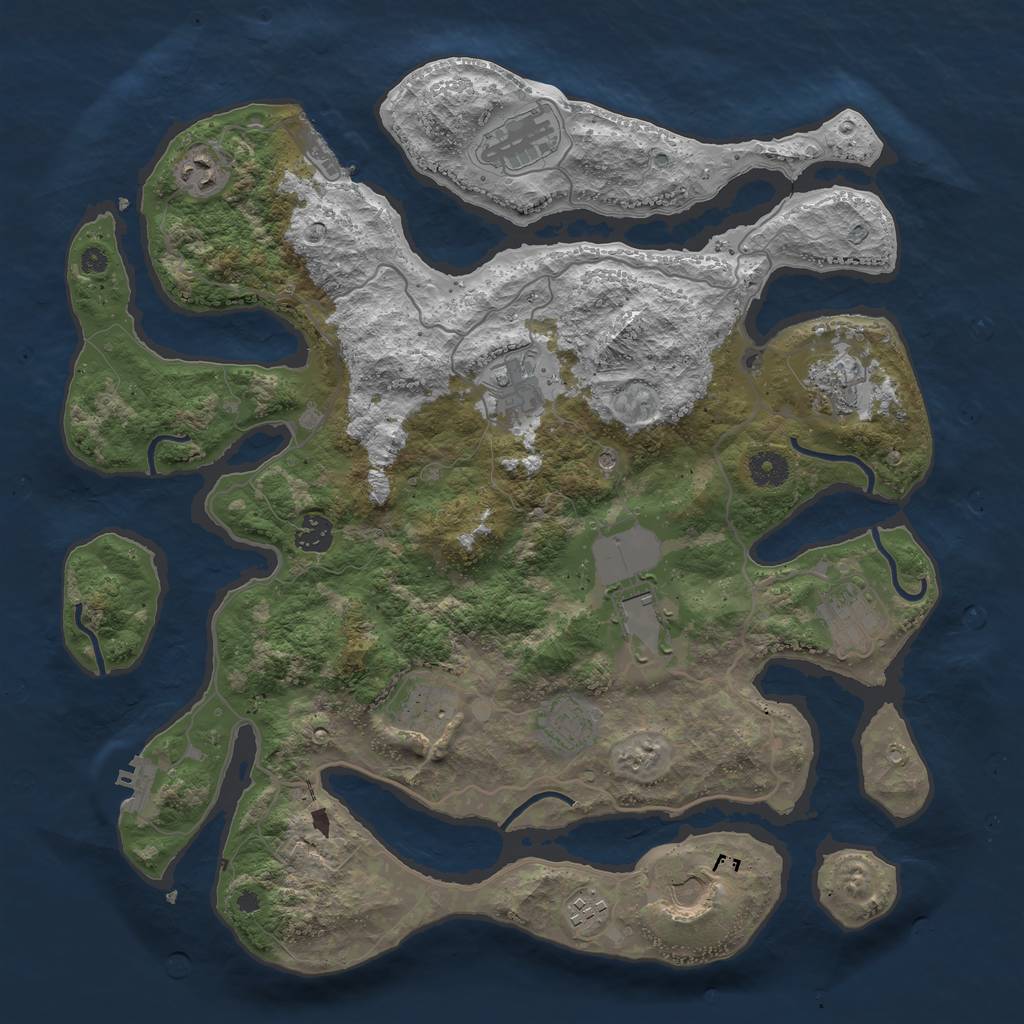 Rust Map: Procedural Map, Size: 4000, Seed: 800580537, 16 Monuments