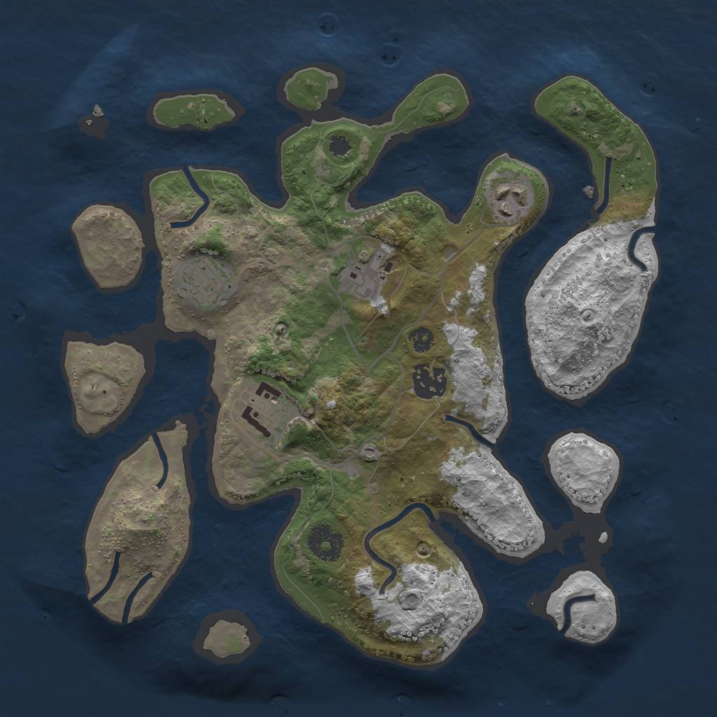 Rust Map: Procedural Map, Size: 3000, Seed: 1839732639, 7 Monuments