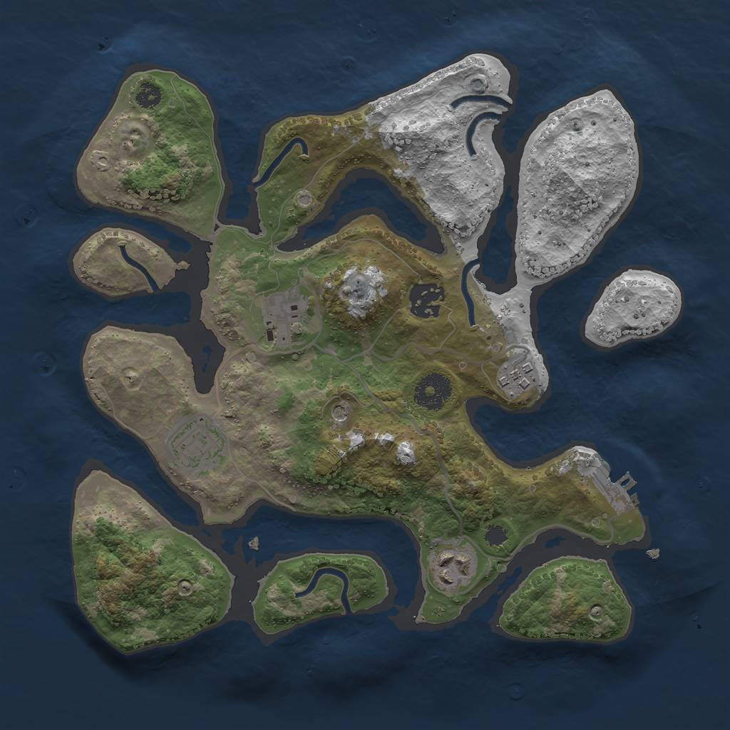 Rust Map: Procedural Map, Size: 3000, Seed: 275738209, 9 Monuments