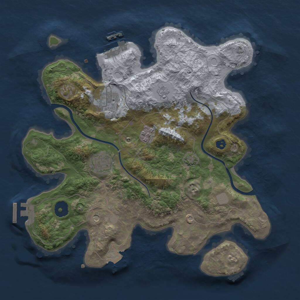 Rust Map: Procedural Map, Size: 3000, Seed: 1259053602, 9 Monuments