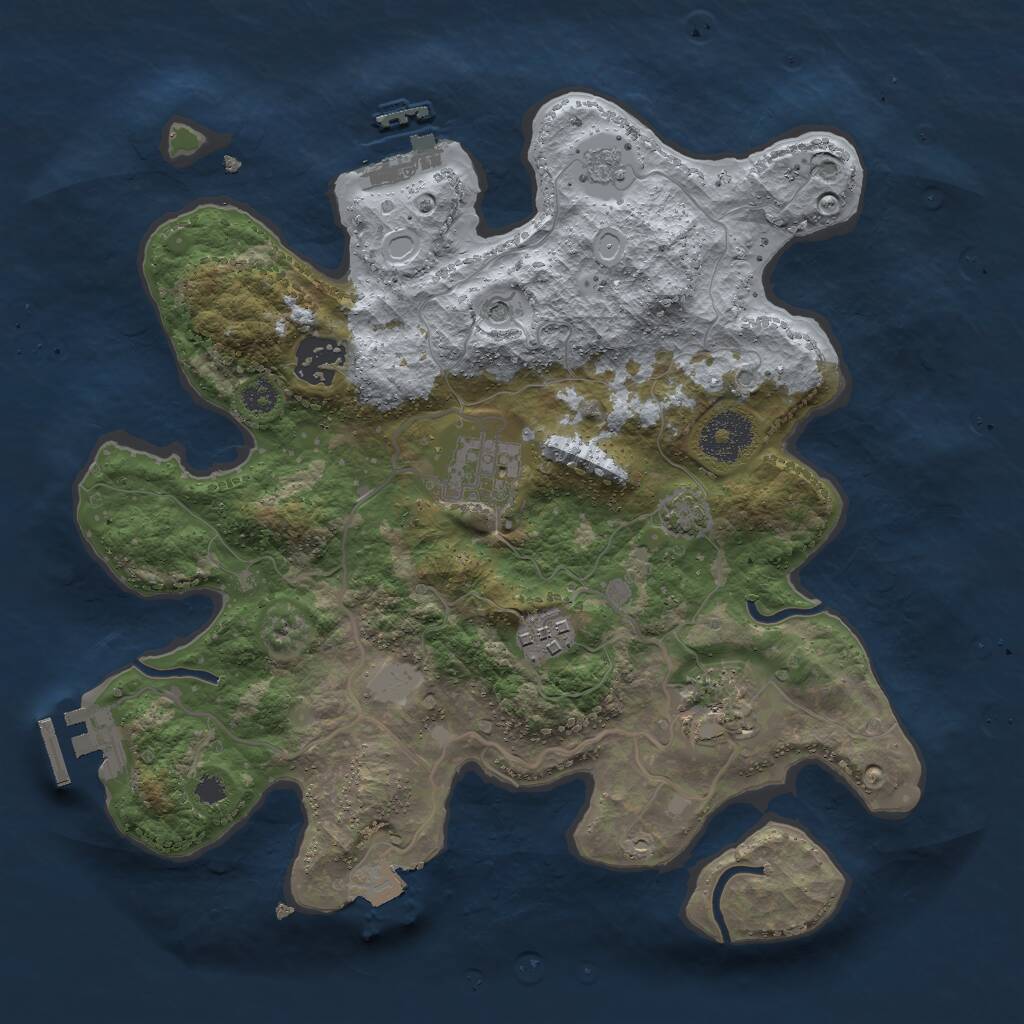 Rust Map: Procedural Map, Size: 3000, Seed: 1259053602, 10 Monuments