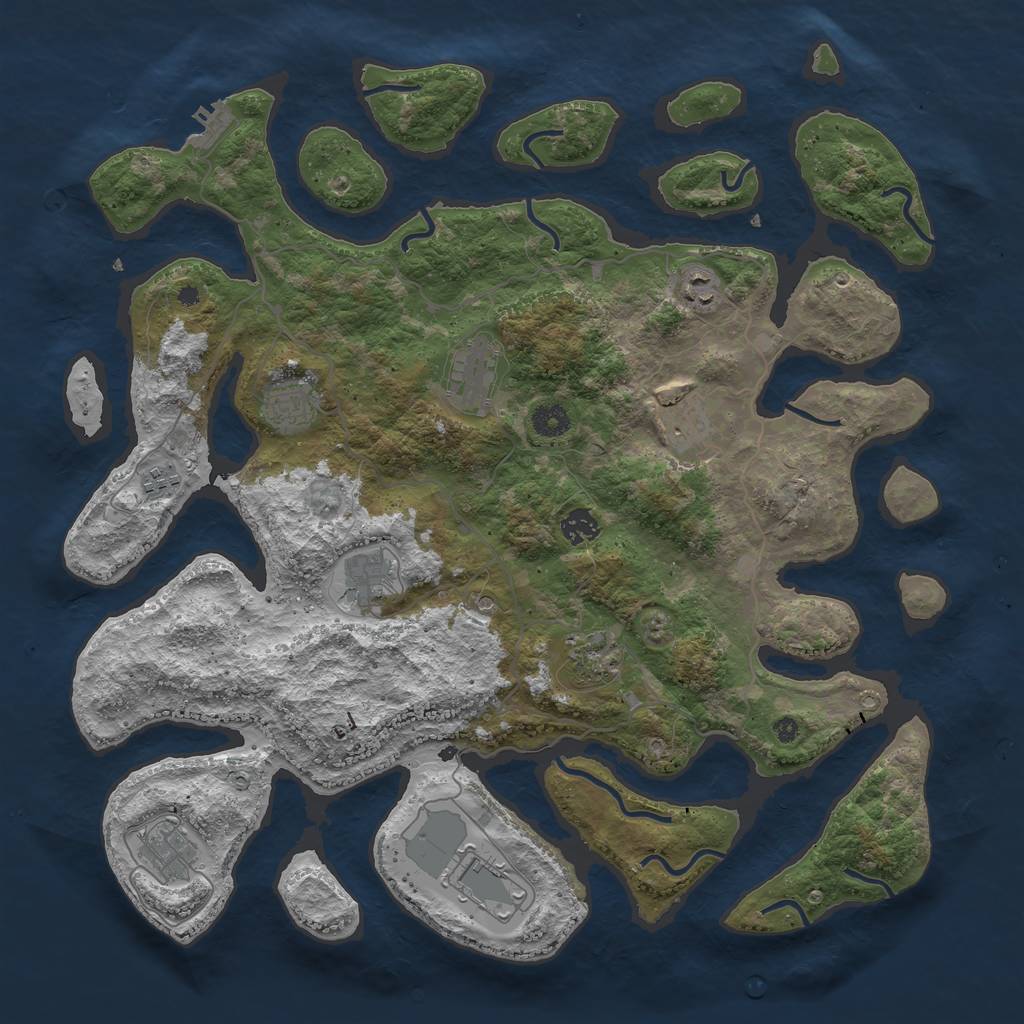 Rust Map: Procedural Map, Size: 4250, Seed: 1193019716, 14 Monuments