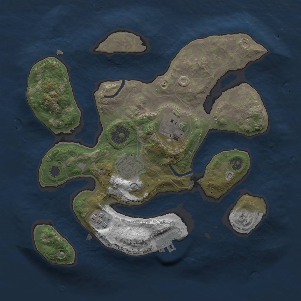 Rust Map: Procedural Map, Size: 2500, Seed: 43567, 6 Monuments