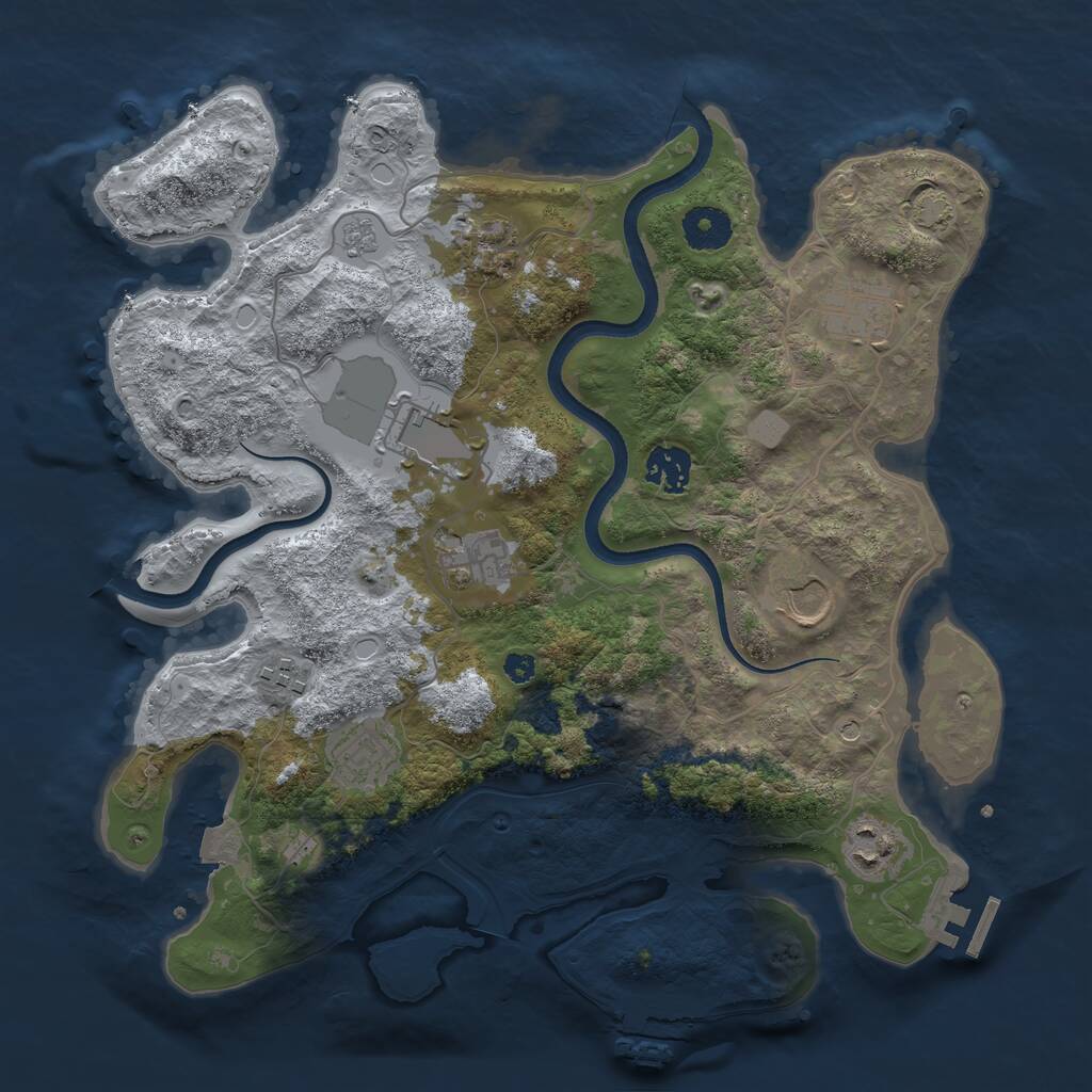 Rust Map: Procedural Map, Size: 3500, Seed: 1837650039, 15 Monuments