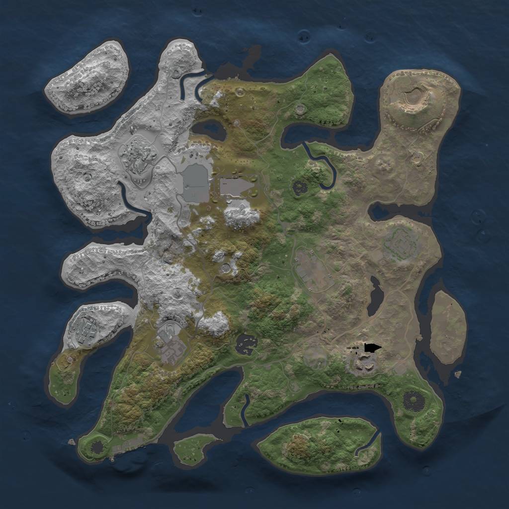 Rust Map: Procedural Map, Size: 3500, Seed: 1837650039, 13 Monuments