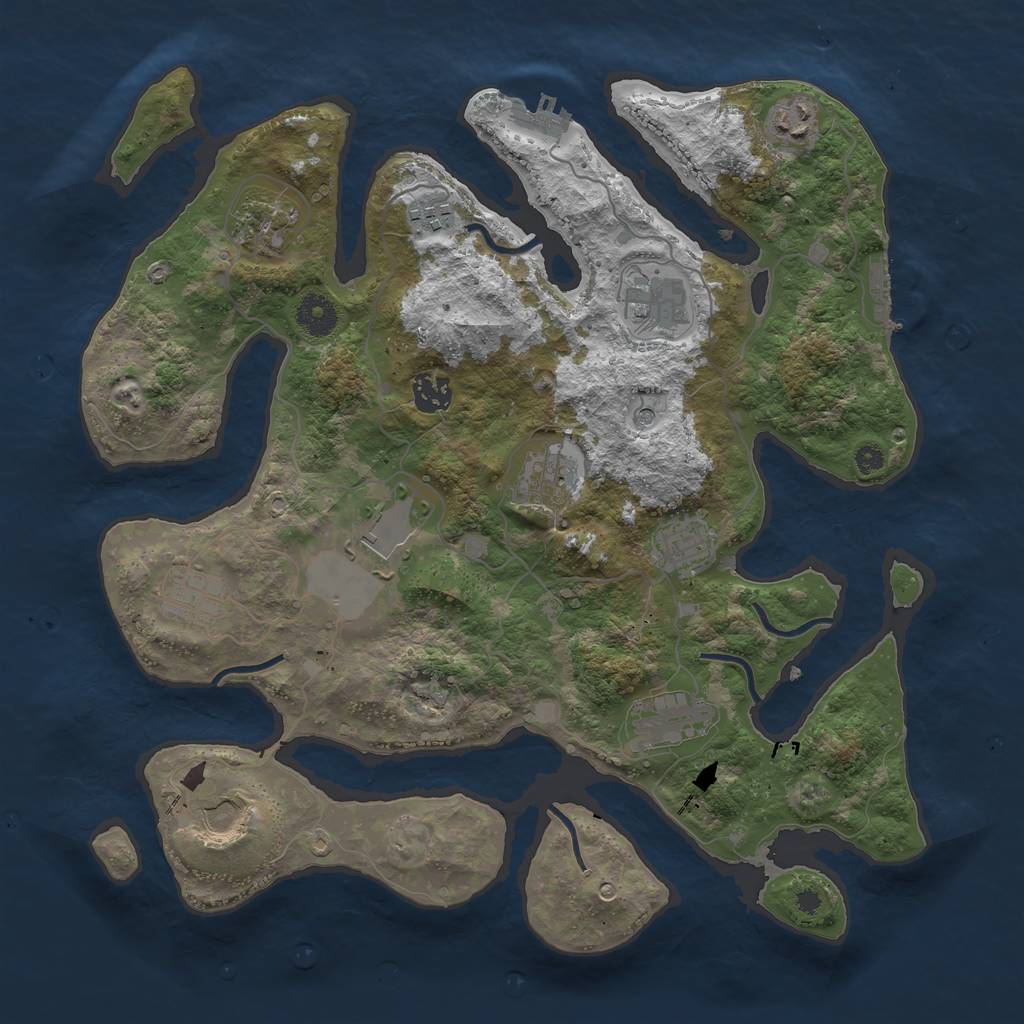 Rust Map: Procedural Map, Size: 3750, Seed: 1713167640, 16 Monuments