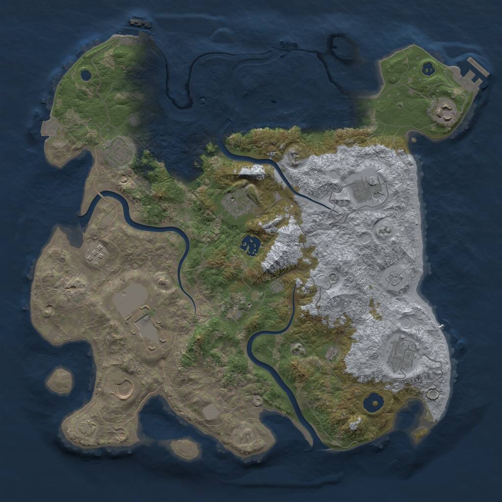 Rust Map: Procedural Map, Size: 3850, Seed: 908591874, 16 Monuments