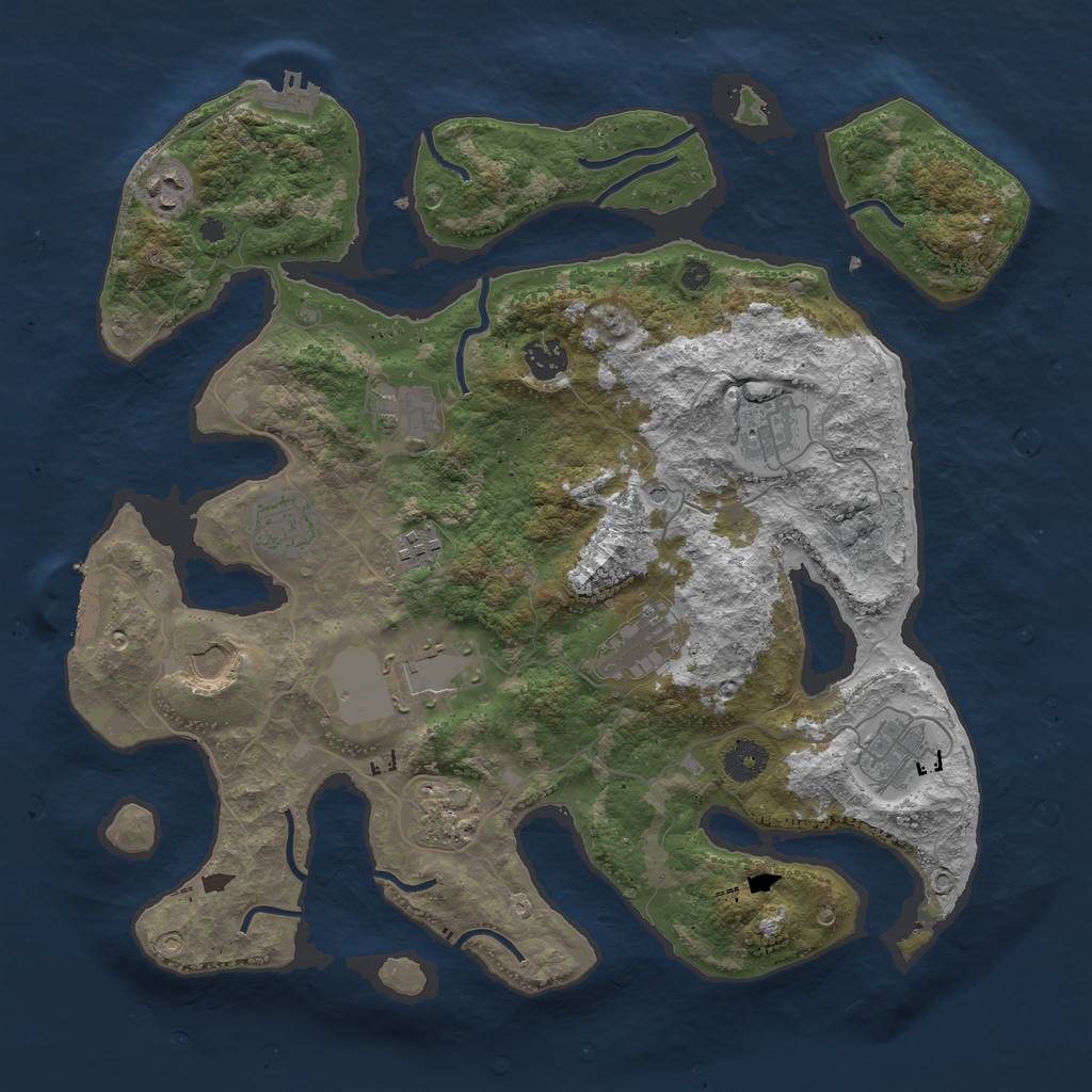 Rust Map: Procedural Map, Size: 3850, Seed: 908591874, 16 Monuments