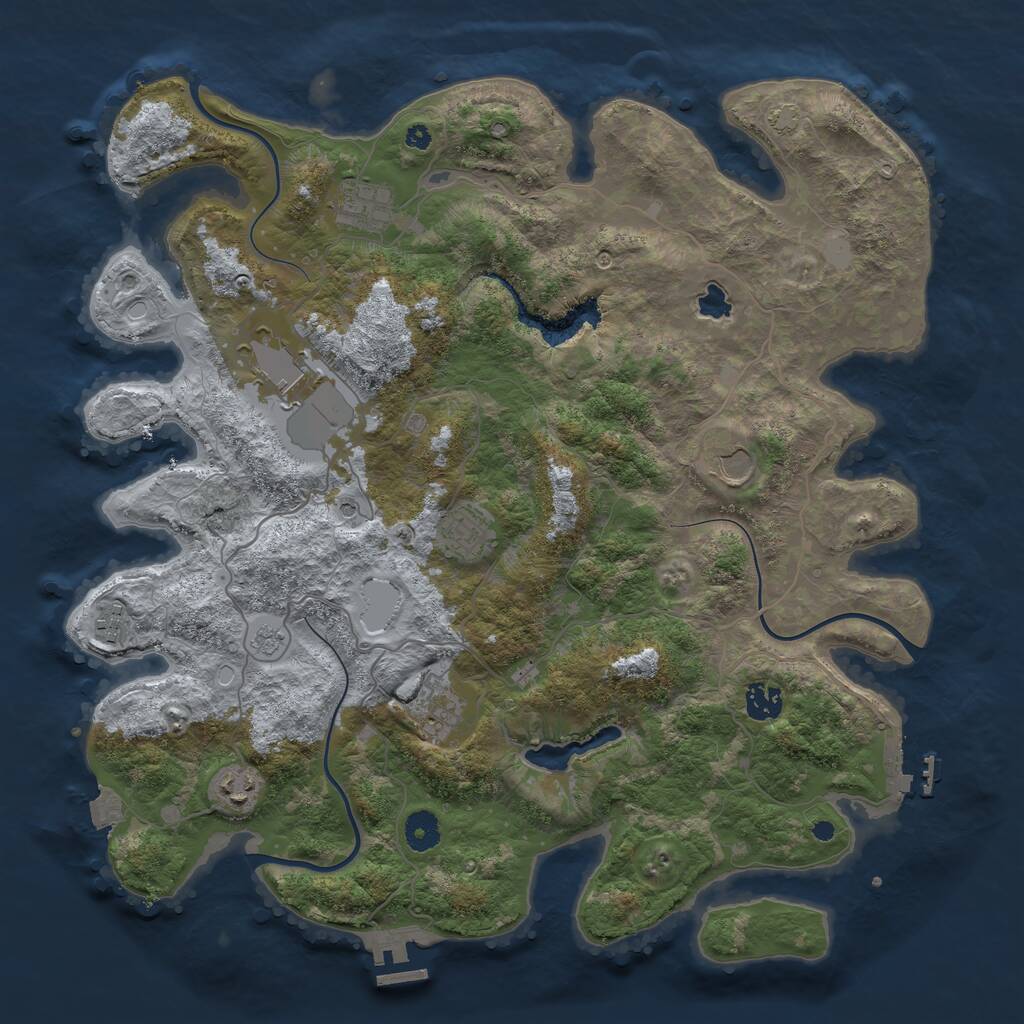 Rust Map: Procedural Map, Size: 4030, Seed: 123456, 14 Monuments