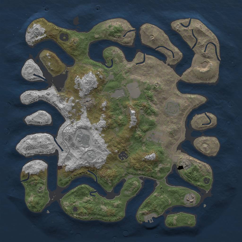 Rust Map: Procedural Map, Size: 4030, Seed: 123456, 12 Monuments