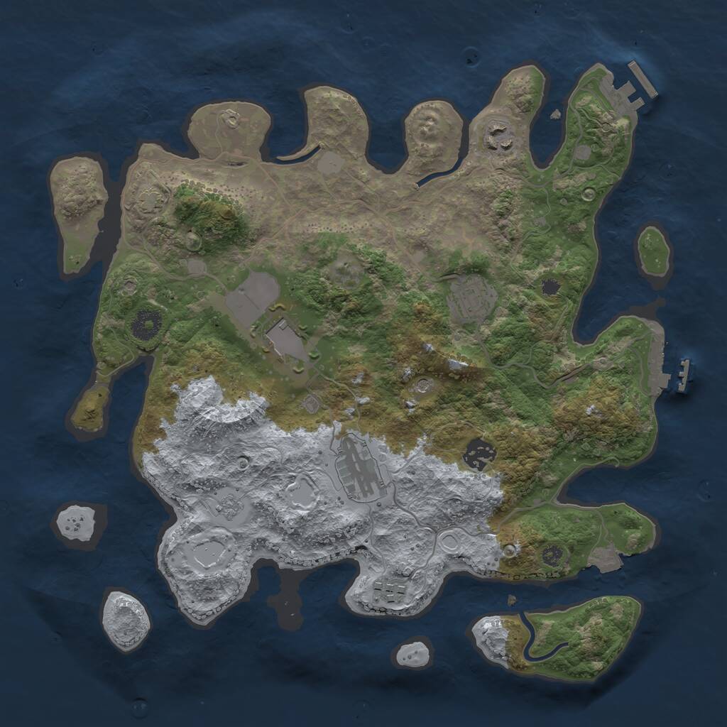 Rust Map: Procedural Map, Size: 3500, Seed: 64611128, 12 Monuments