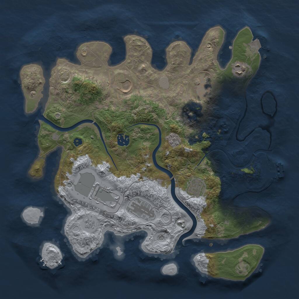 Rust Map: Procedural Map, Size: 3500, Seed: 64611128, 13 Monuments