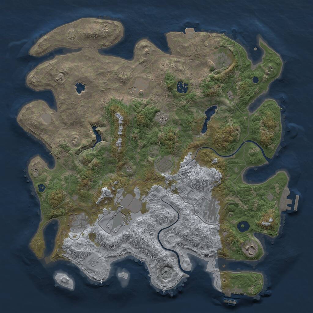 Rust Map: Procedural Map, Size: 4000, Seed: 654166, 15 Monuments