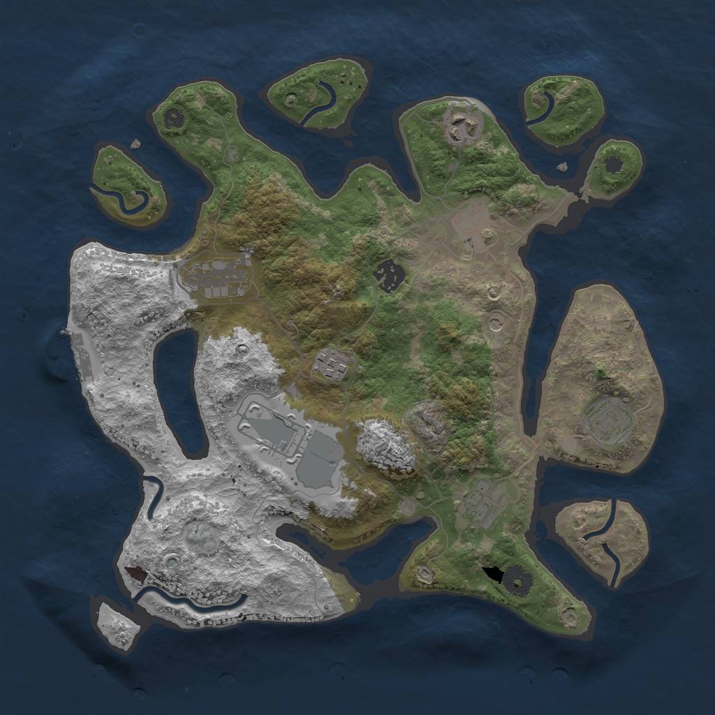 Rust Map: Procedural Map, Size: 3500, Seed: 14922, 12 Monuments