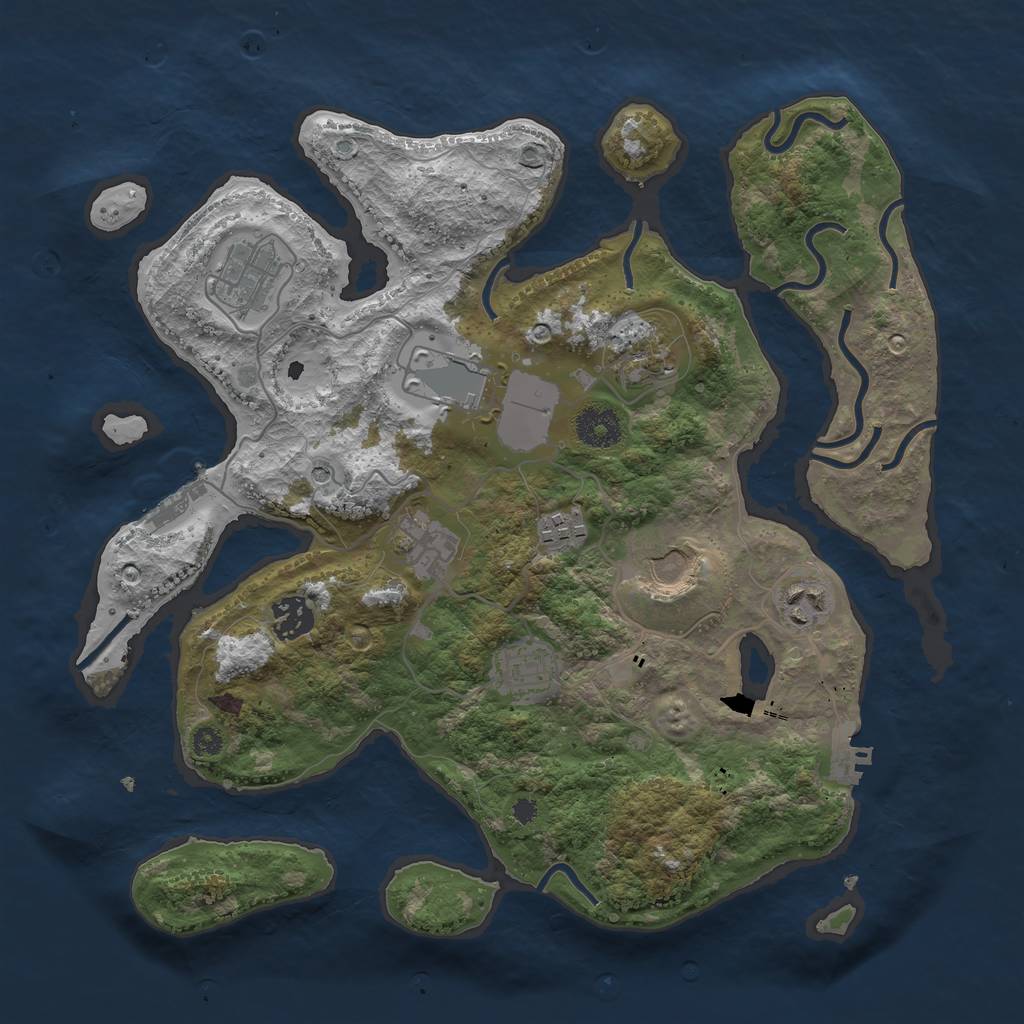 Rust Map: Procedural Map, Size: 3500, Seed: 1624201114, 14 Monuments