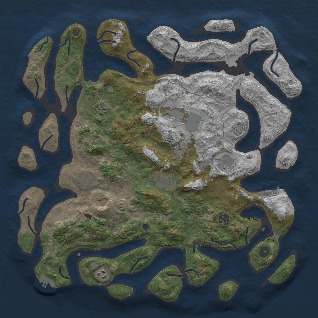 Rust Map: Procedural Map, Size: 4500, Seed: 147390489, 14 Monuments