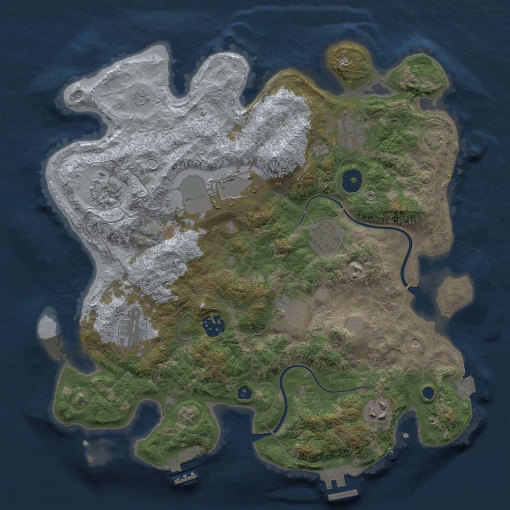 Rust Map: Procedural Map, Size: 3500, Seed: 546274529, 14 Monuments