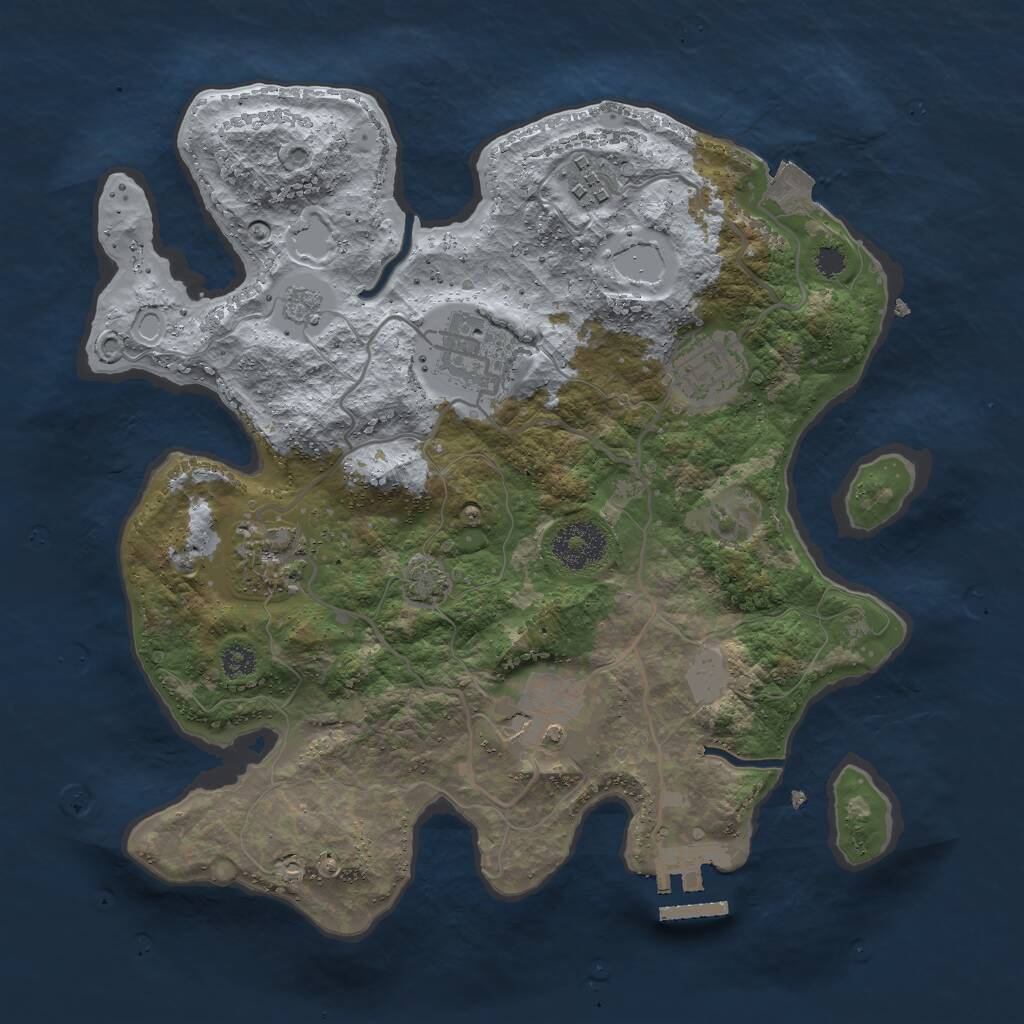 Rust Map: Procedural Map, Size: 3000, Seed: 2139113532, 9 Monuments